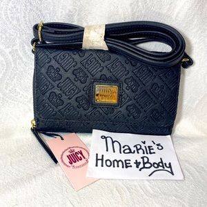 Juicy couture Womans crossbody cross body purse bag wallet on string black BNWT